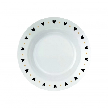 Prato Sobremesa Love Gold Corações 26,5 cm