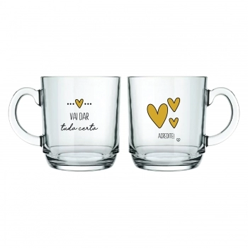 CANECA ASPEN LOVE GOLD 300 ML - VAI DAR TUDO CERTO LUVA COM 1