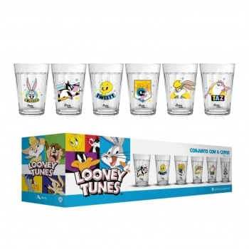 Copo Americano Looney Tunes 190 ML Luva Com 6 Unid
