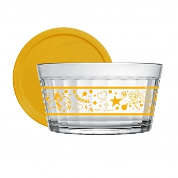 Tigela Americano Looney Tunes Com Tampa Amarelo 600 ML
