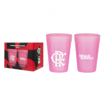 Copo Americano Prime Flamengo Rosa 190 ML Luva Com 2 Unid