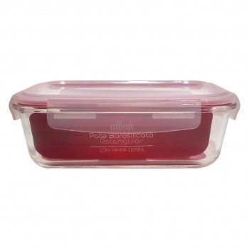POTE BOROSILICATO RETANGULAR 1520 ML TAMPA