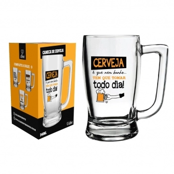 Caneca Cerveja Happy Beer Que Nem Banho 340 ML