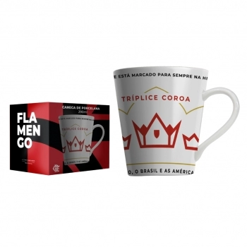 Caneca Porcelana Flamengo Tríplice Coroa 290 ML