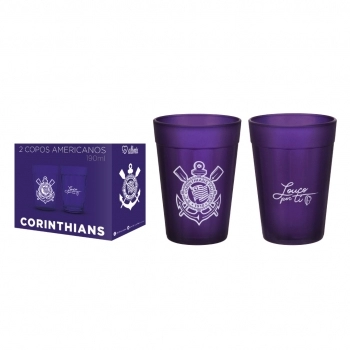 Copo Americano Prime Corinthians Roxo 190 ML Luva Com 2 Unid