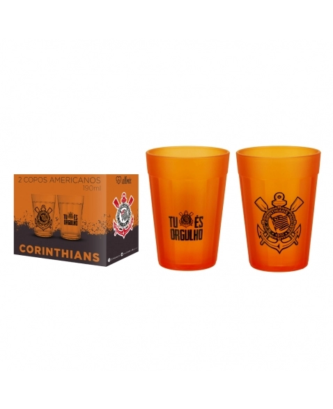 Jogo 2 Copos Americanos Prime Corinthians Preto 190ml Luva com Caixa -  Camicado