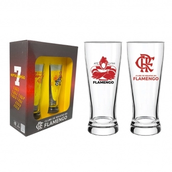 COPO LAGER 300 ML FLAMENGO LUVA COM 2