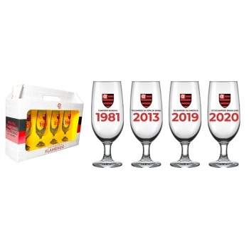 TACA CERVEJA FLORIPA 300 ML FLAMENGO LUVA COM 4