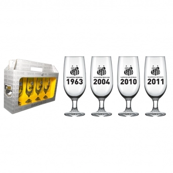 TACA CERVEJA FLORIPA 300 ML SANTOS LUVA COM 4