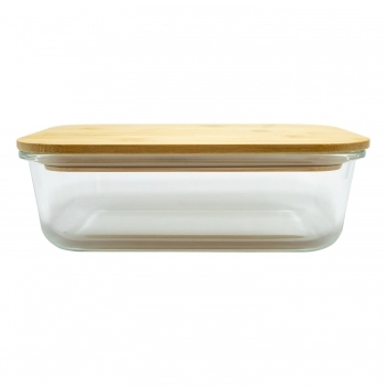 Pote Borossilicato Retangular 1500 ML Com Tampa Bambu