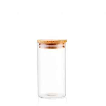 Pote Borossilicato Redondo 1100 ML Com Tampa Bambu