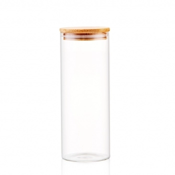 Pote Borossilicato Redondo 1300 ML Com Tampa Bambu