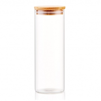 Pote Borossilicato Redondo 2000 ML Com Tampa Bambu