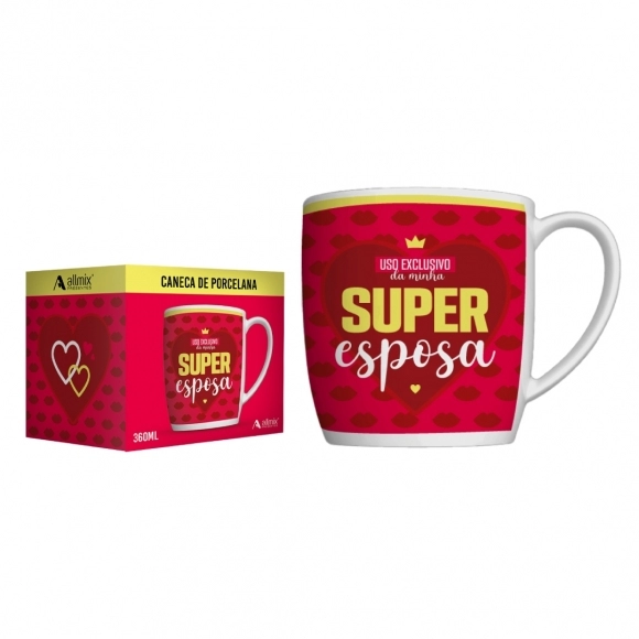 Caneca Porcelana Super Esposa Na Luva