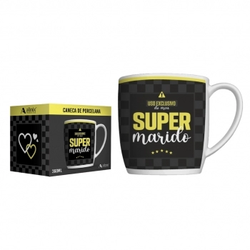 Caneca de Porcelana Super Marido na Luva