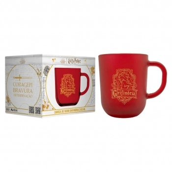 Caneca De Vidro Prime Harry Potter Casas 300 ML - Luva Com 2 Unid - Grifinória