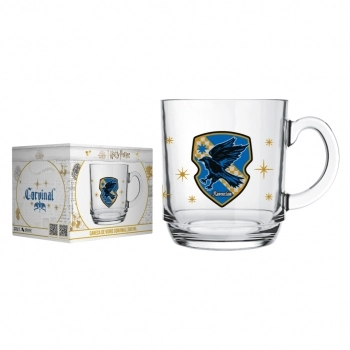 Caneca de Vidro Harry Potter Casas 300ml - Luva Com 1 Unid - Corvinal