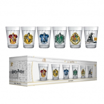 Copo Americano Harry Potter Casas 190ml - Luva Com 6 Unid