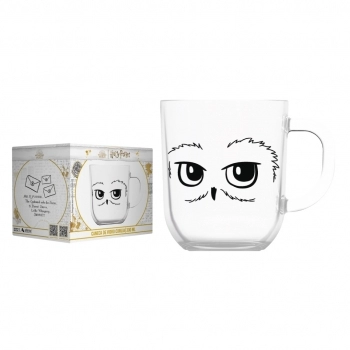 Caneca De Vidro Prime Harry Potter Elementos 300 ML - Luva Com 1 Unid - Coruja