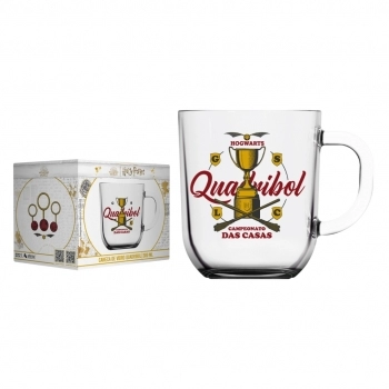 Caneca de Vidro Harry Potter Elementos 300ml - Luva Com 1 Unid - Quadribol