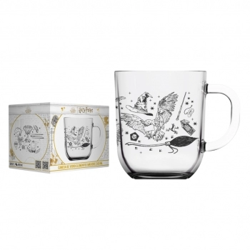 Caneca de Vidro Harry Potter Elementos 300ml - Luva Com 1 Unid - Elementos