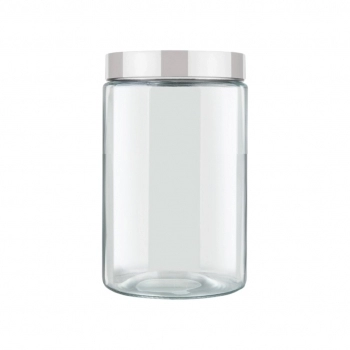 Pote de Vidro Liso Redondo 1100 ML Com Tampa de Rosca Branca