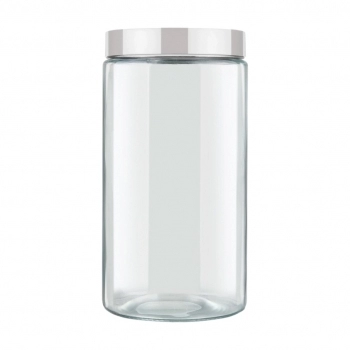 Pote de Vidro Liso Redondo 1600 ML Com Tampa de Rosca Branca