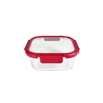 Pote Hermético Borossilicato Quadrado 530 ML Com Tampa De Vidro