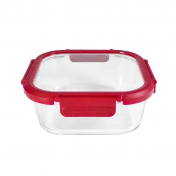 Pote Hermético Borossilicato Quadrado 1100 ML Com Tampa De Vidro