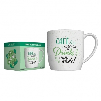 Caneca Porcelana Café Gin 360 ML Na Luva