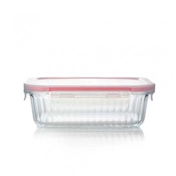 Pote Hermético Borossilicato Canelado Retangular 1050 ML Com Tampa