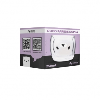 Copo Borossilicato 250ml Urso Parede Dupla - Luva com 1