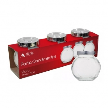 Porta Condimentos de Vidro 170ml - Luva com 3 Peças