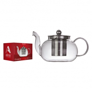 Chaleira de Borossilicato com Infusor e Tampa de Inox – 600ML na Luva