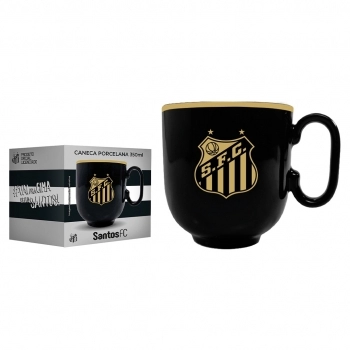Caneca Porcelana Forma Preta 350ML Santos Luva com 01