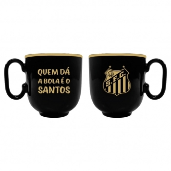 Caneca Porcelana Forma Preta 350ML Santos Luva com 01