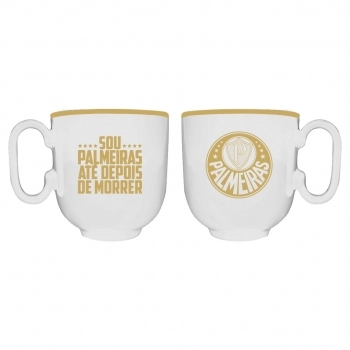 Caneca Porcelana Forma Branca 350ML Palmeiras Luva com 01