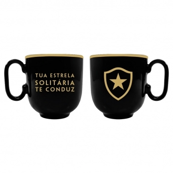 Caneca de Porcelana Forma Preta de 350ml Botafogo Luva com 01