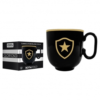 Caneca de Porcelana Forma Preta de 350ml Botafogo Luva com 01