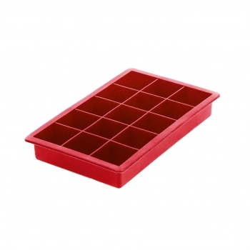 Utensílio Forma De Gelo Silicone 15 Cubos Médio Vermelho