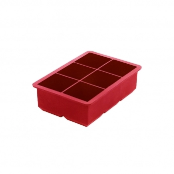 Utensílio Forma De Gelo 6 Cubos Grande Vermelho