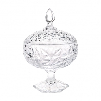 Potiche Decorativo De Vidro Apollo Com Pé 16 cm - Luva Com 01