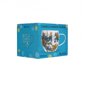 Caneca Borossilicato Parede Dupla Camelia Outono 250ml - Luva com 01