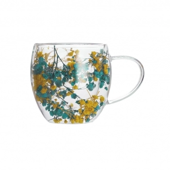 CANECA BOROSSILICATO PAREDE DUPLA 250 ML LUVA COM 1 - CAMELIA OUTONO