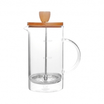 Jarra Borrosilicato Cafeteira Com Prensa 600ml Tampa de Bambu - Luva com 01
