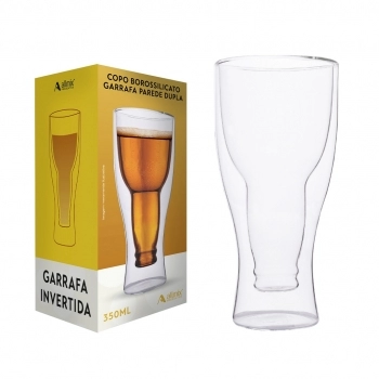 Copo Borossilicato Parede Dupla Garrafa Invertida 350ml