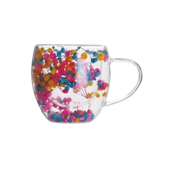 Caneca Borossilicato 250ml Parede Dupla Camelia Verão - Luva com 01