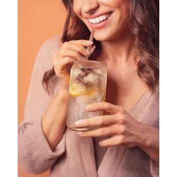 Kit Canudo De Vidro Com Escova - 5 Unid. Transparente na Luva