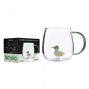Caneca Borossilicato 3D 420ml Luva Com 1 - Patinho