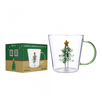 Caneca Borossilicato 3D Natal 300ml